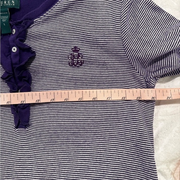 Lauren Ralph Lauren purple Striped Nightgown Women's Long Sleeve Ruffle Trim - Picture 6 of 7